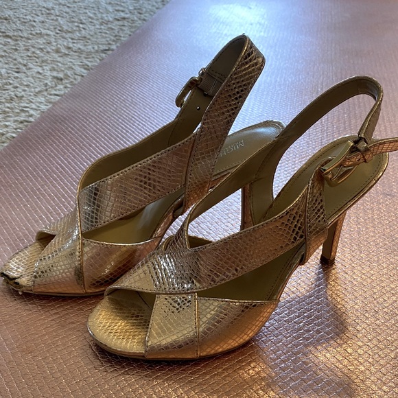 Rose Gold Metallic Michael Kors Heels - Picture 1 of 5